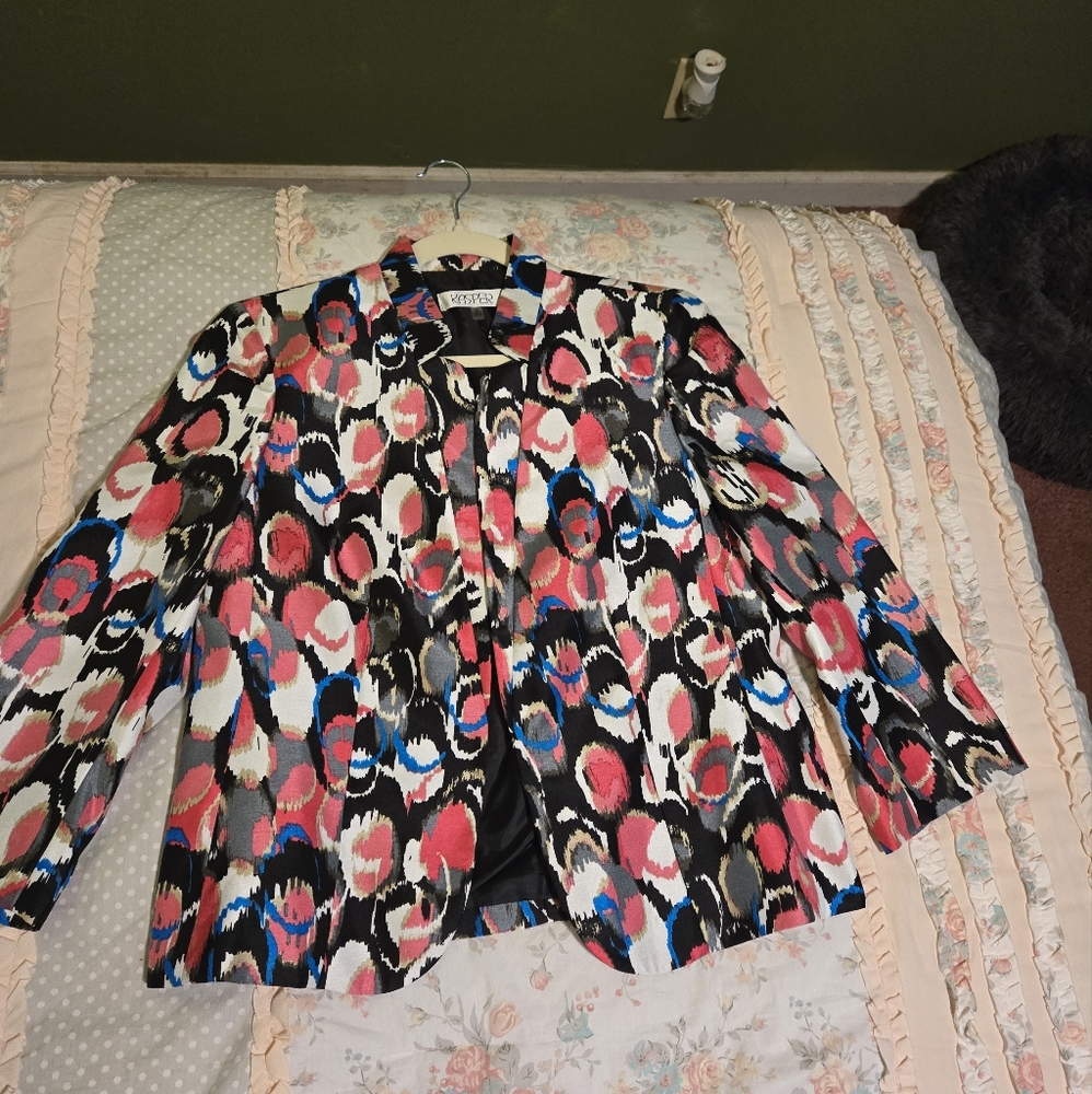 Vintage Kasper Women's Multicolor Blazer Size 10 Shoulder Pads Artsy - Picture 1 of 6